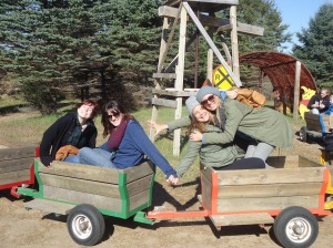 StepUP students and councilors in wagons at Pine Haven.