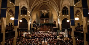 Photo of the inside of a huge church.